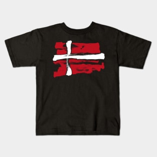 Denmark Flag - Pencil Strokes - Pirates Style Kids T-Shirt